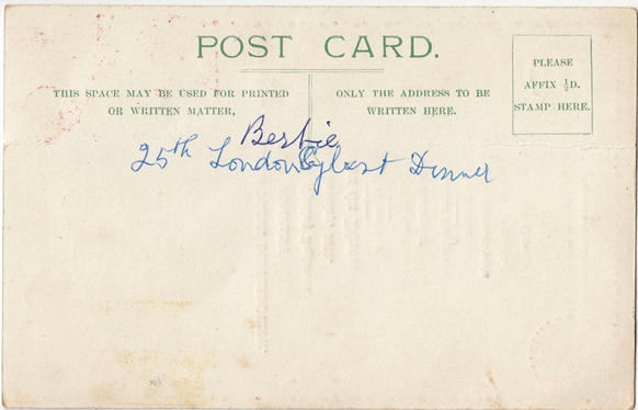 Annual dinner 1909 - postcard reverse